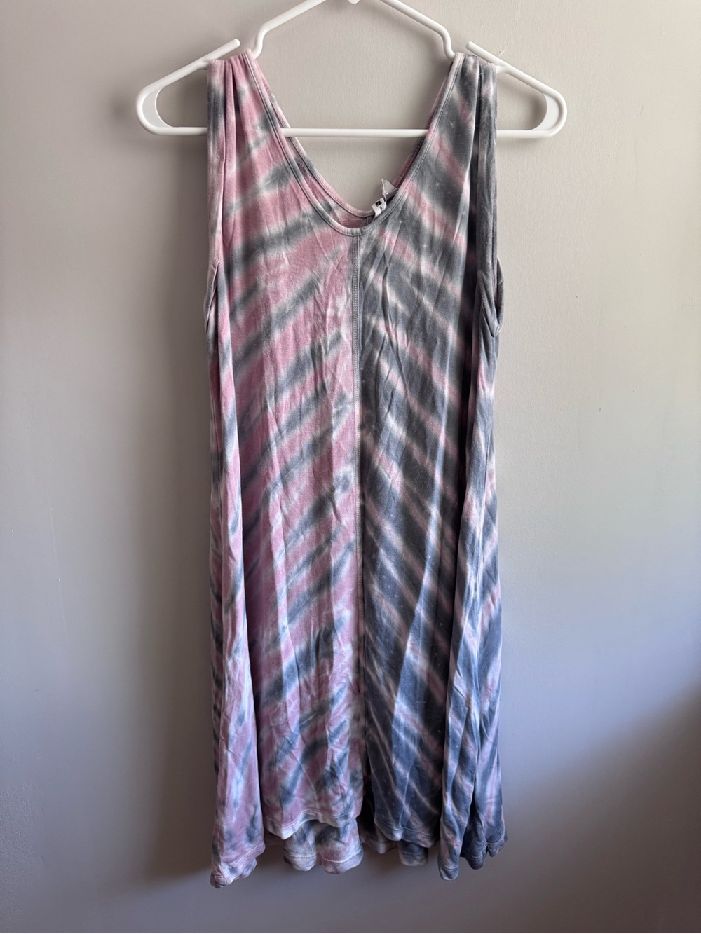 Sleeveless Tie-Dye Swing Dress in Pink and Gray